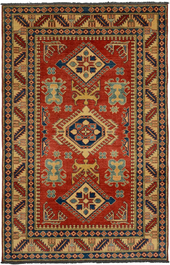 Kazak Tappeto 180x120 Rosso (Pakistan) Annodato A Mano