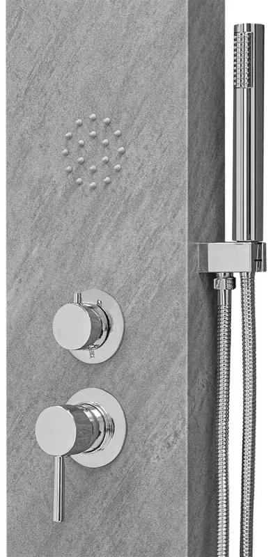 Pannello doccia idromassaggio in acciaio inox effetto cemento con 4 funzioni