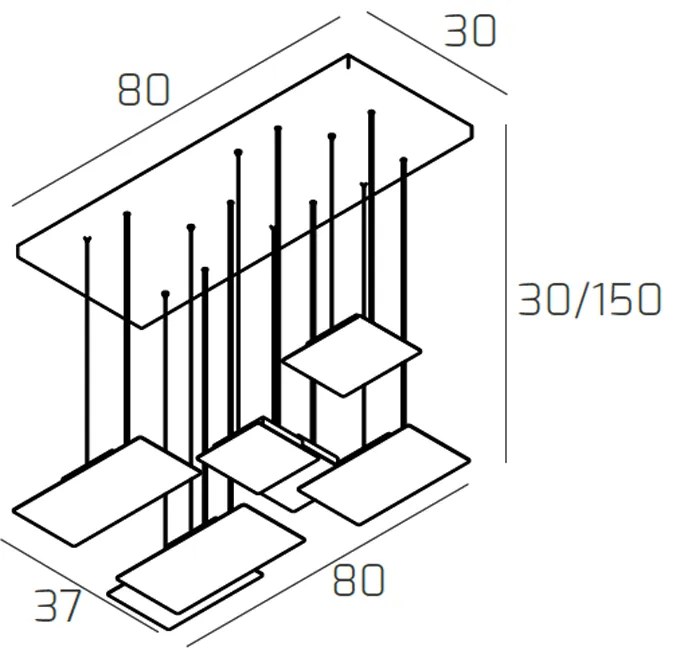 Sospensione Moderna Pixel Metallo Bianco 7 Luci Gx53