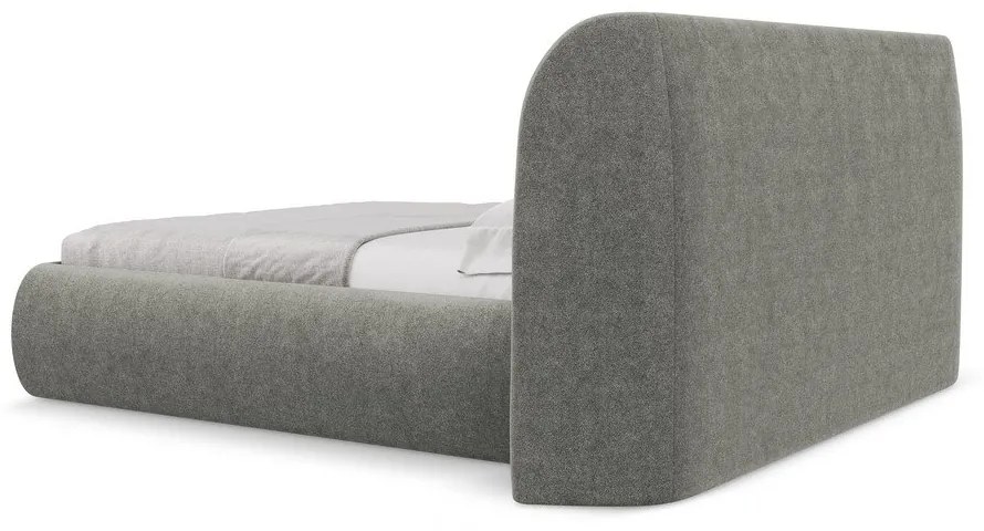 Letto matrimoniale imbottito grigio con contenitore con griglia 140x200 cm Hauke - Makamii