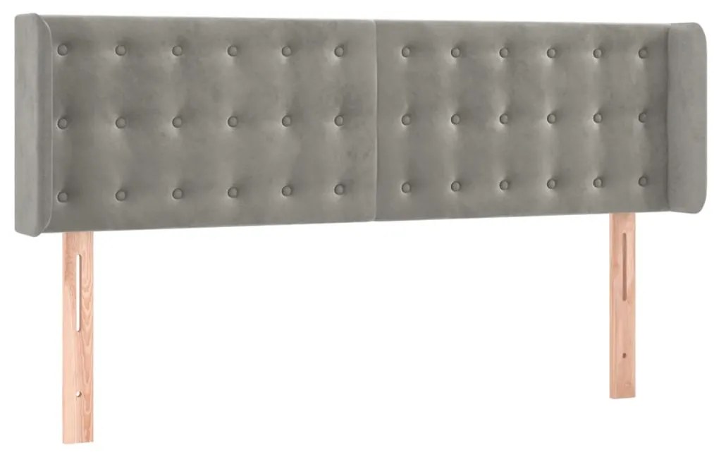 Testiera ad orecchio grigio chiaro 147x16x78/88 cm in velluto