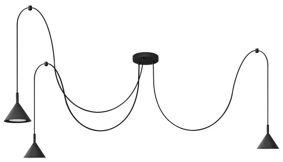 Lampadario a sospensione con filo ETNA LONG 3xGX53/10W/230V ragno nero