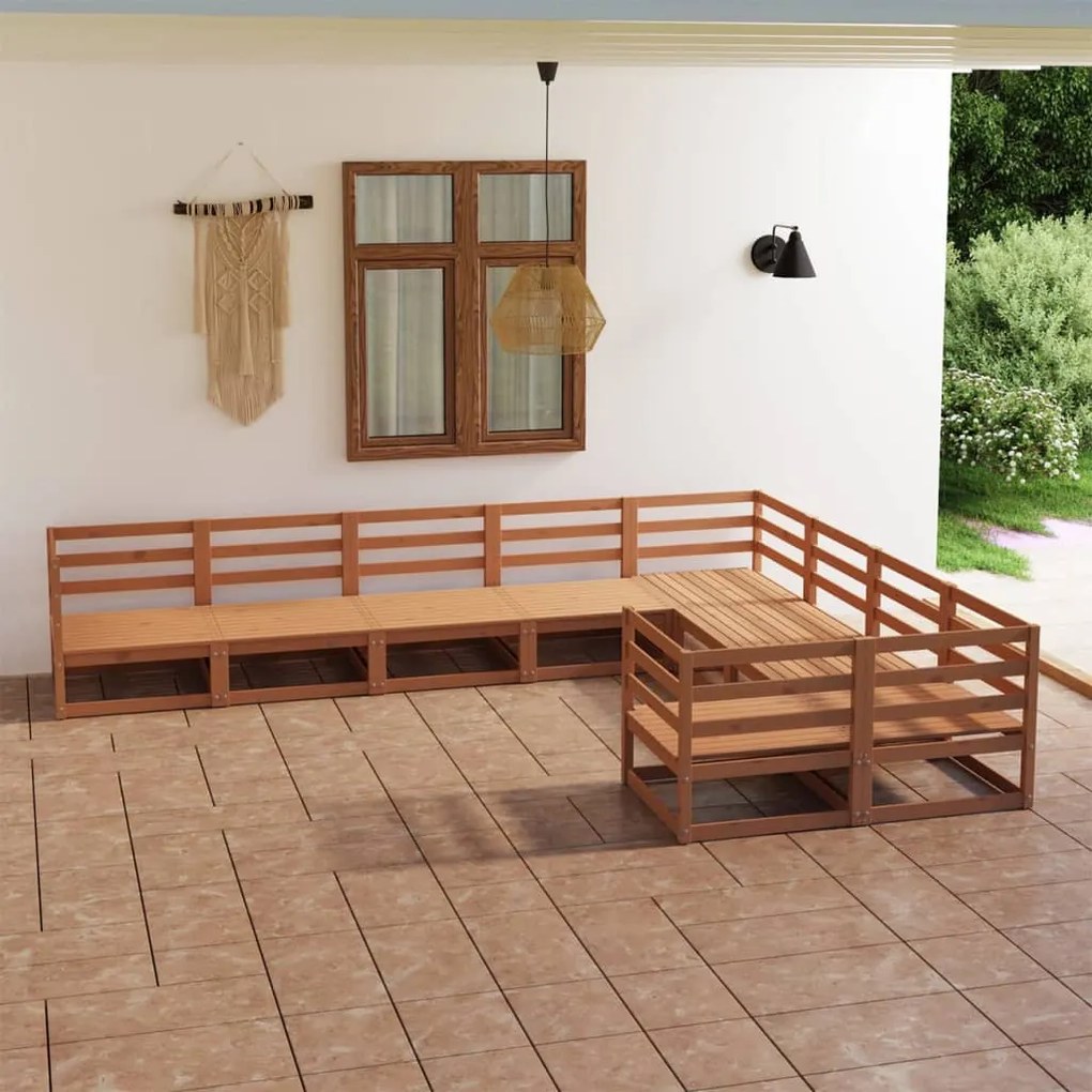 Set divani da giardino 9 pz in legno massello di pino