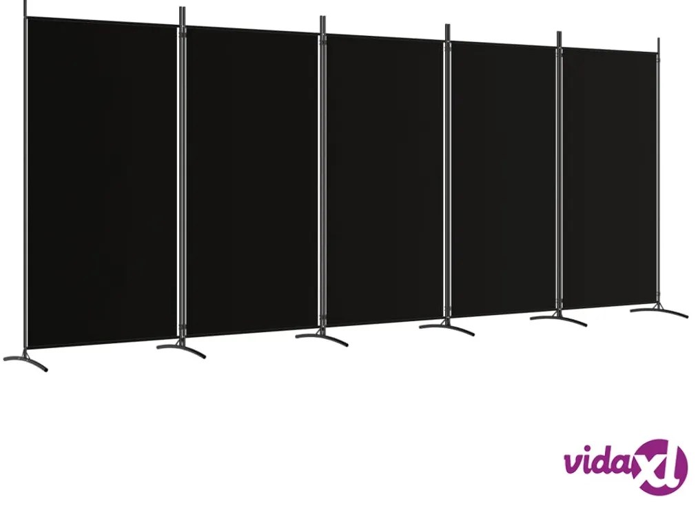 vidaXL Divisorio a 5 Pannelli Nero 433x180 cm in Tessuto