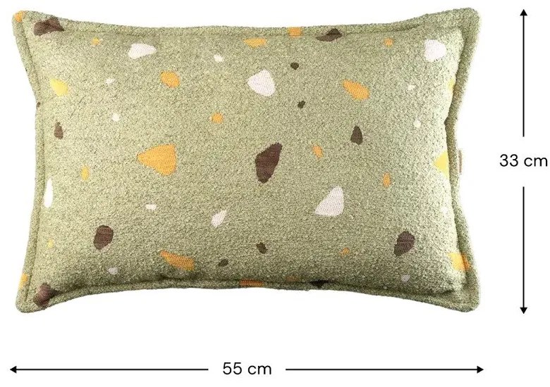 Cuscino per divano da bambini verde con rivestimento in bouclé e ciniglia Terrazzo Bolster – Wigiwama