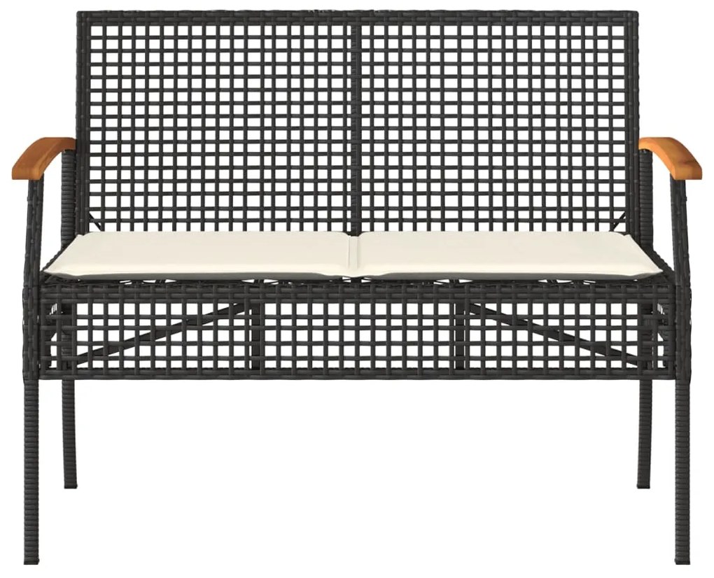 Set divani da giardino 4 pz con cuscini nero in polyrattan