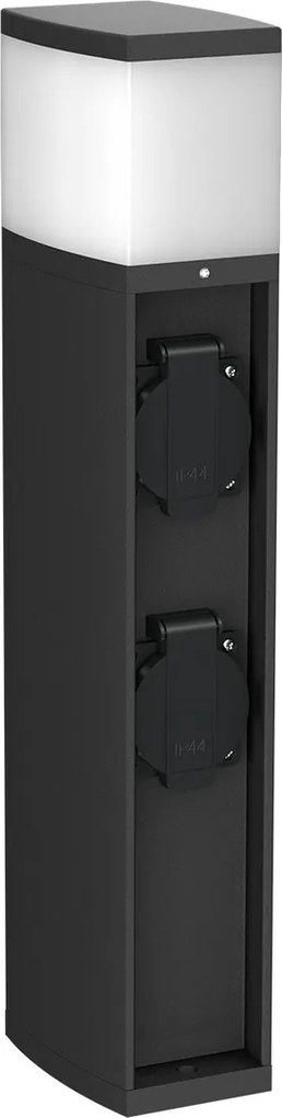 Paletto da Giardino Rettangolare Doppia Presa Corrente 40cm G9 - Nero