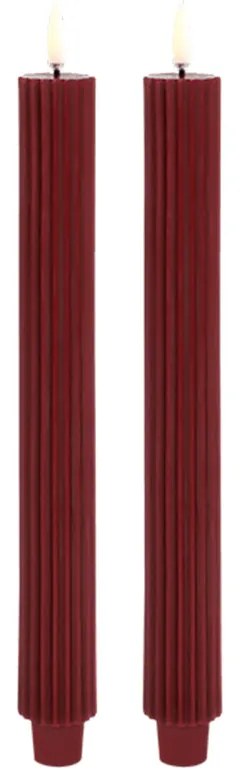 Uyuni - Candela a Cono LED Grooved 2-pack 3,2x25,5 cm Wine Rosso/Smooth Uyuni Lighting