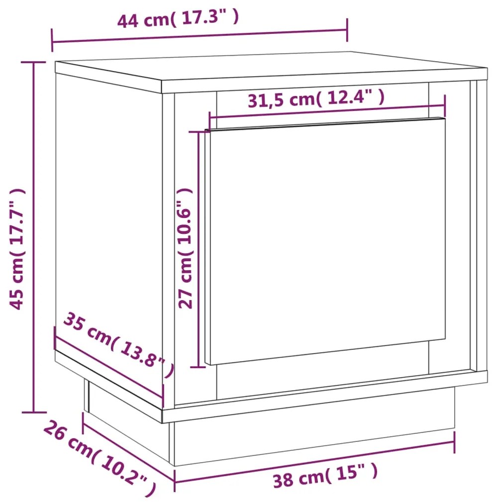 Comodini 2 pz Grigio Cemento 44x35x45 cm in Legno Multistrato