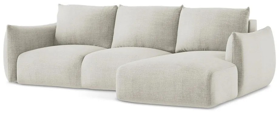 Divano angolare beige allungabile (con penisola a destra/con chaise lounge) Leila – Makamii