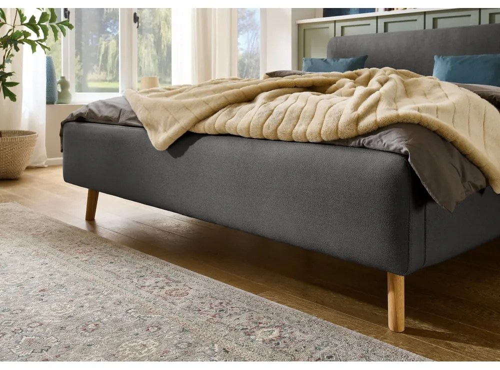 Letto matrimoniale imbottito grigio scuro rete non inclusa 140x200 cm Mattis – Meise Möbel
