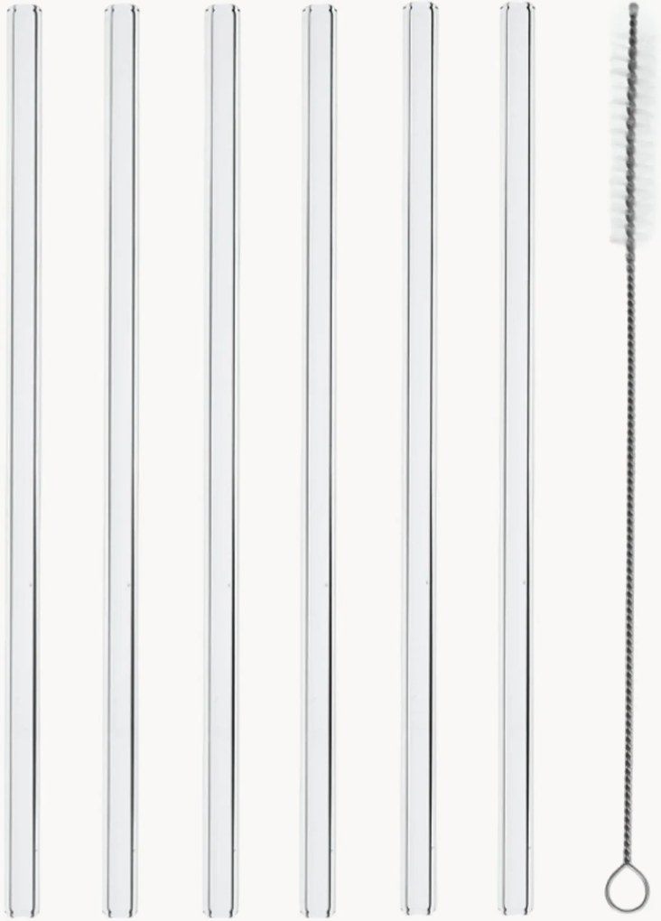 Set di 6 cannucce in vetro borosilicato Basic
