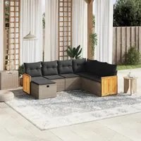 Set Divani da Giardino 7 pz con Cuscini Grigio in Polyrattan 3265764