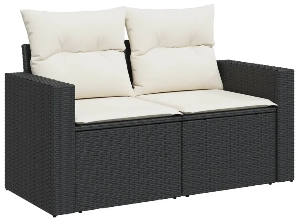 Set Divani da Giardino 11 pz con Cuscini in Polyrattan Nero