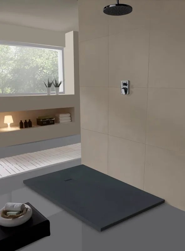 Piatto doccia MOLDCOM COMPOSITES in resina Cosmos Stone grafite L 70 x L 120 x H 4 cm opaco