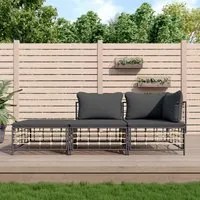 Set Divani da Giardino 3 pz con Cuscini Antracite in Polyrattancod mxl 77270