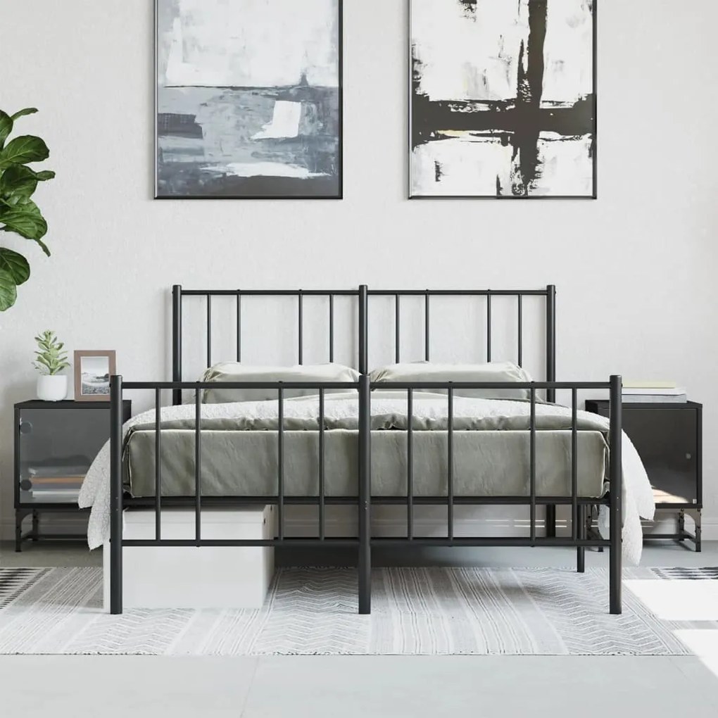 Comodini Con Ante İn Vetro 2pz Nero 35x37x50 Cm /