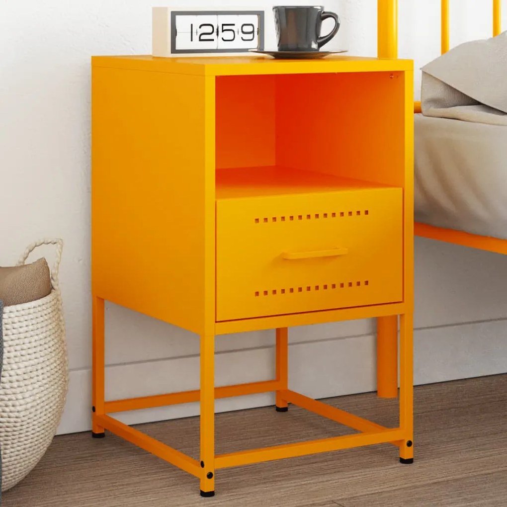 Comodino Giallo Senape 36x39x60,5 Cm İn Acciaio /