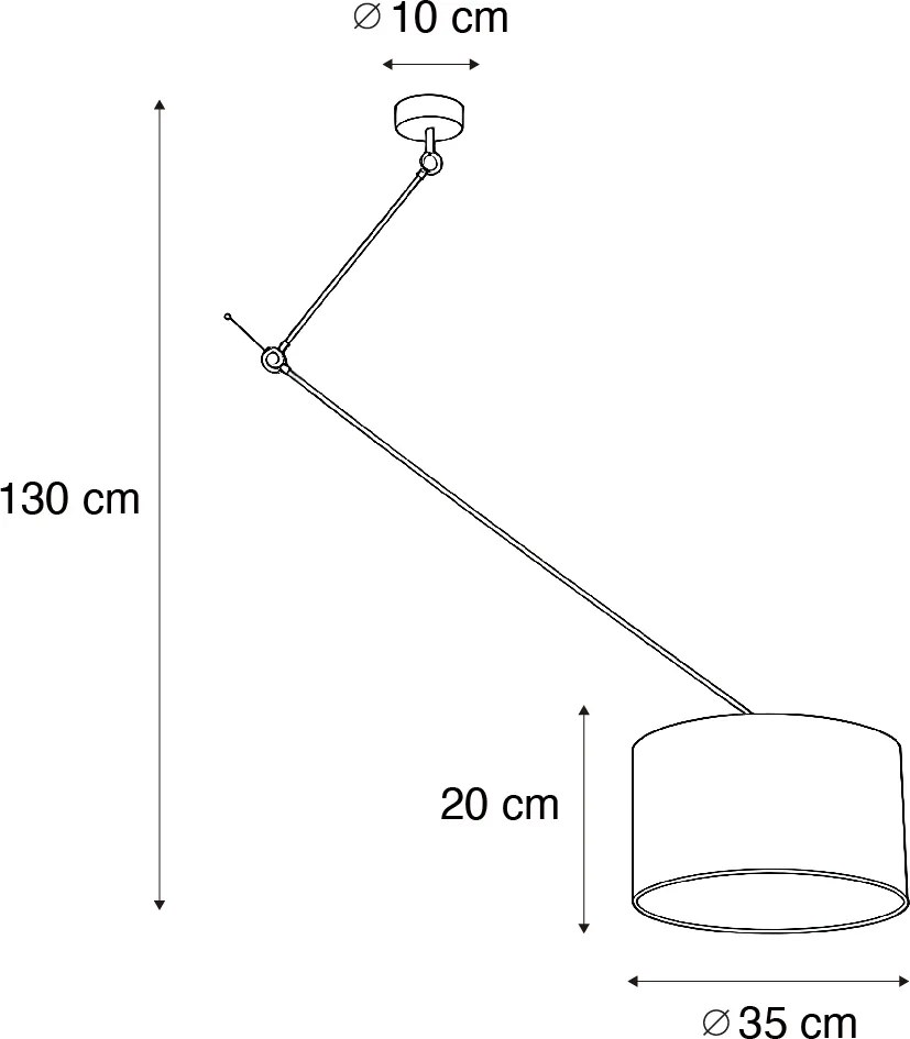 Lampada a Sospensione Nera con Paralume in Velluto Tortora 35cm - Blitz