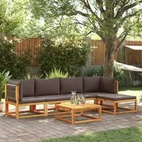 Set Divano da Giardino 6 pz con Cuscini in Massello di Acacia 3278827