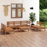 Set Divani da Giardino 8 pz Miele in Legno Massello di Pino cod mxl 36484