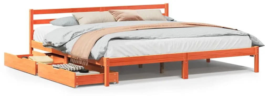 Letto senza materasso marrone cera 200x200 cm in legno di pino