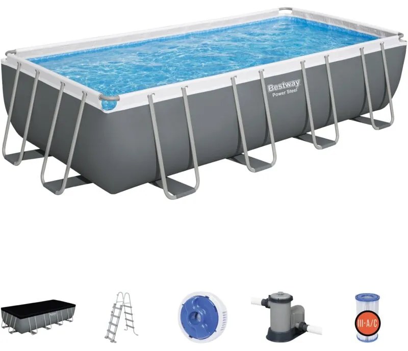 56465-5 Set piscina fuori terra Power Steel da 549x274x122 cm - Bestway