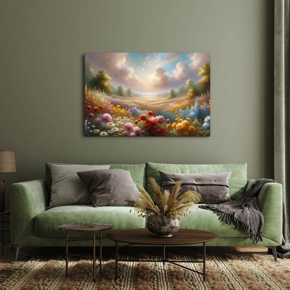 Quadro su tela – Campo di fiori romantico