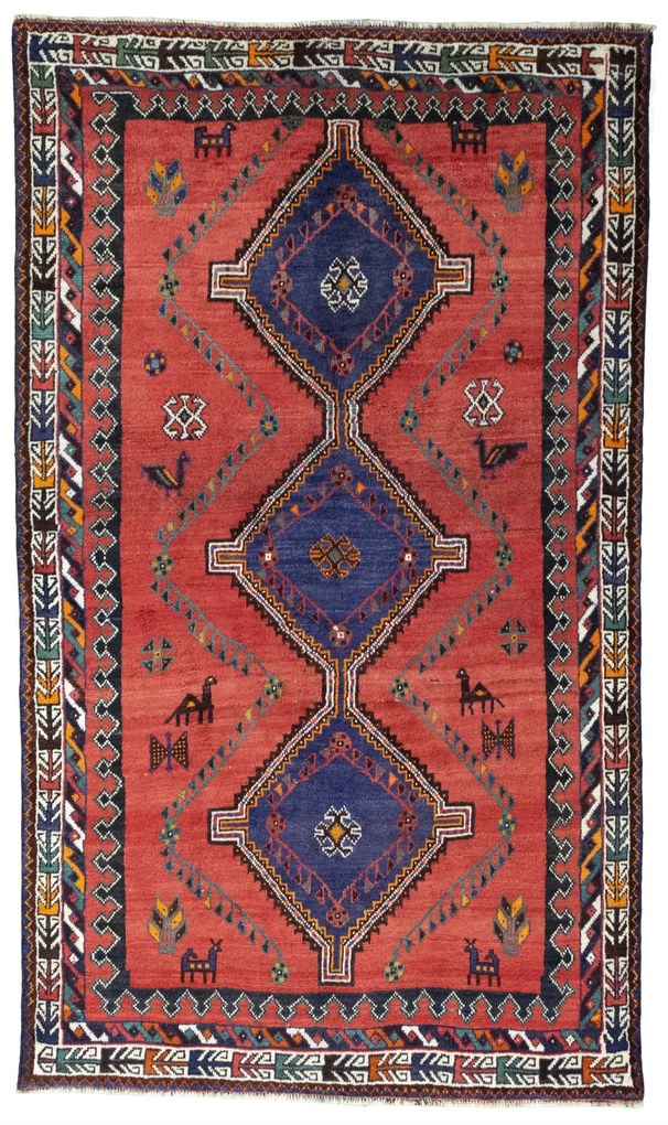 Shiraz Tappeto 270x160 Rosso (Iran) Annodato A Mano