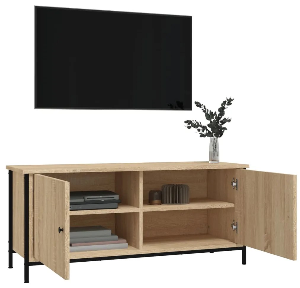 Mobile tv con ante rovere sonoma 102x35x45 cm legno multistrato