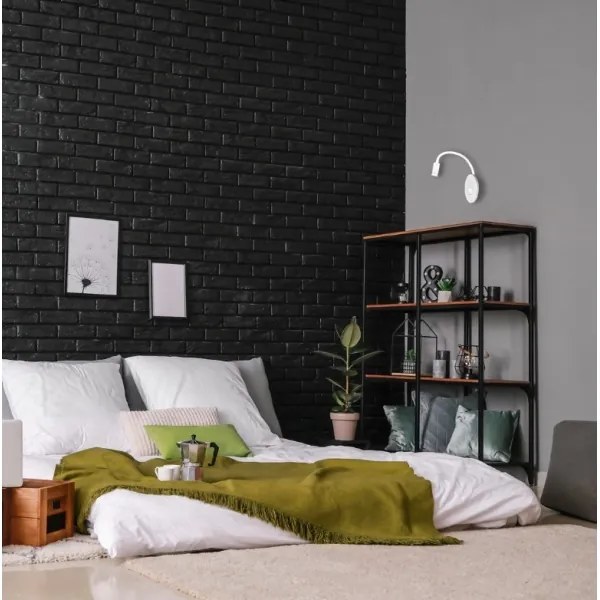 LED Lampada flessibile da parete con base USB 1xLED/8W+1xLED/2W/230V bianco/argento