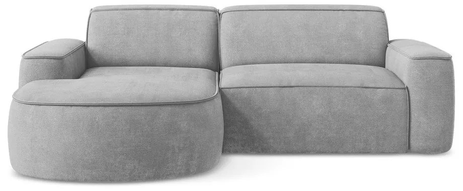 Divano angolare grigio chiaro (con penisola a sinistra/con chaise lounge) con rivestimento in ciniglia Omao – Makamii