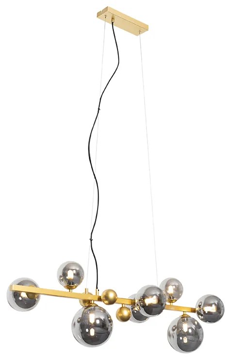 Lampadario Art Déco oro con vetro fumé 8 luci - DAVID