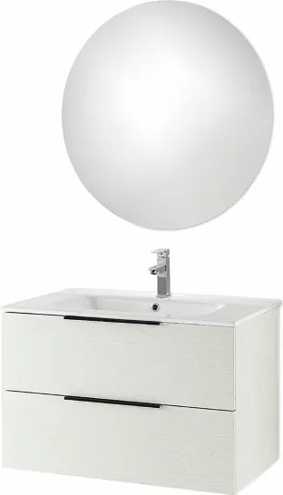 Mobile bagno sospeso BALI 80 cm Bianco Nordico e specchio retroilluminato LED