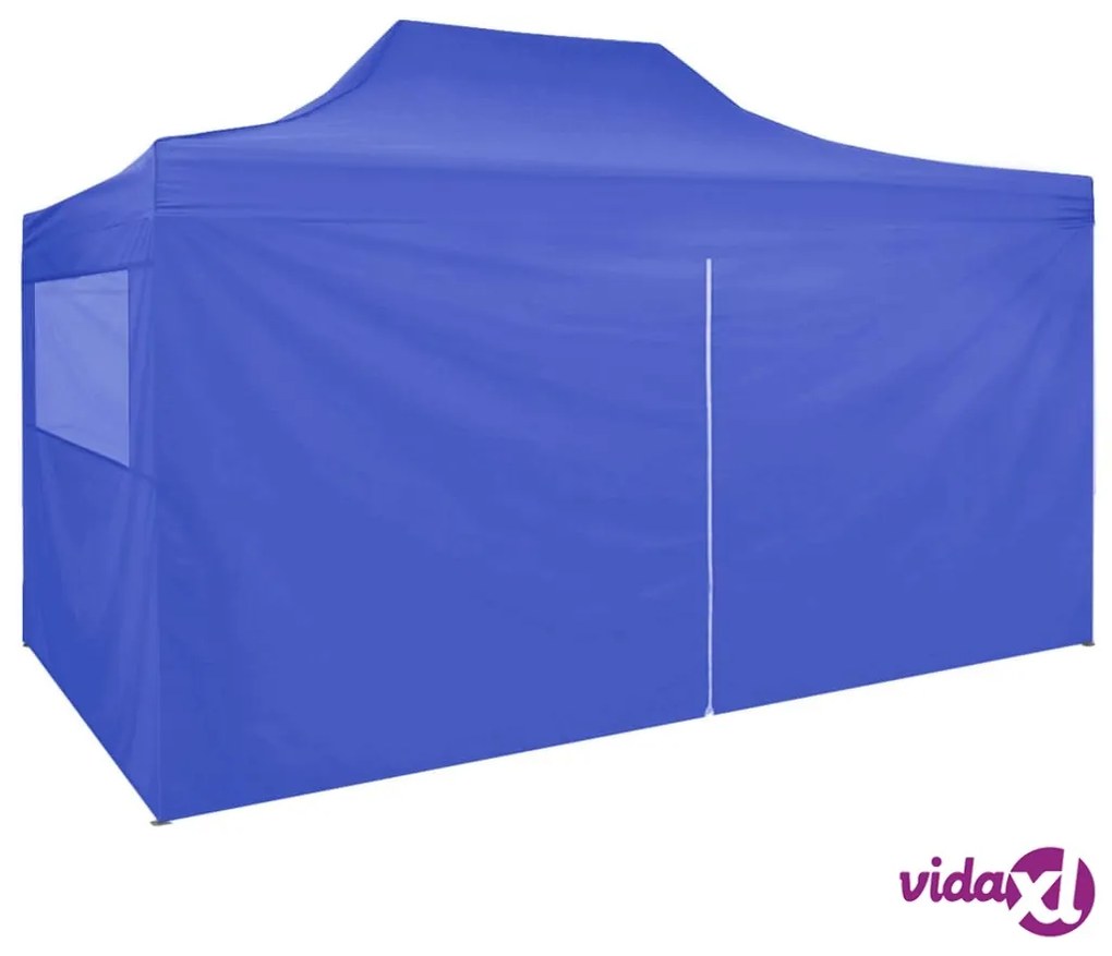 vidaXL Gazebo Professionale Pieghevole con 4 Pareti 3x4m Acciaio Blu