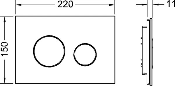 Tece teceloop 9240655 placca wc 2 pulsanti vetro nero e tasto cromato satinato