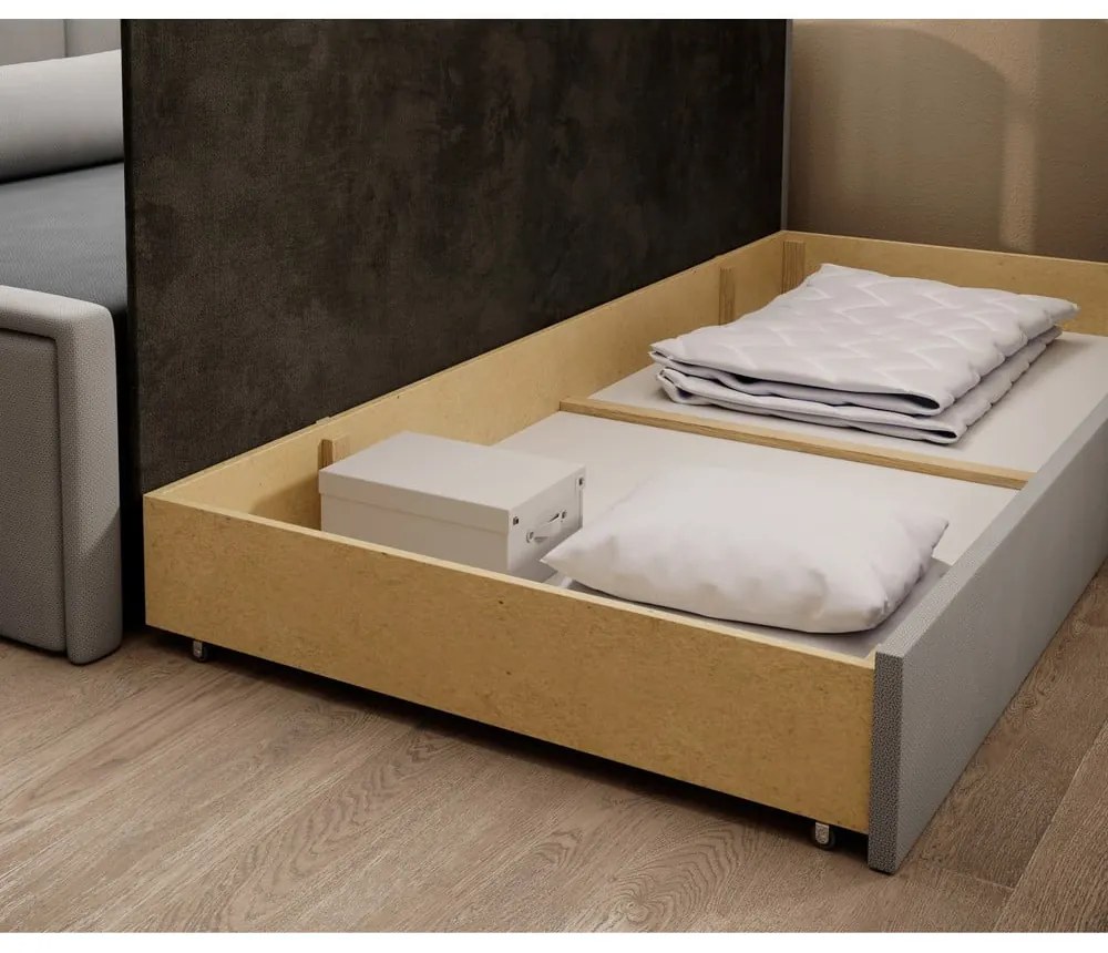 Divano grigio allungabile/con contenitore e rivestimento in ciniglia 214 cm Fulgeo – ELTAP