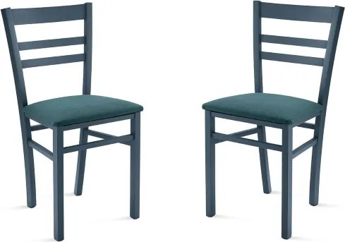 Sedia imbottita in tessuto Blu e sruttura in legno HOLLY 2 sedie