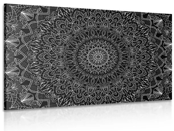 Quadro su tela – Mandala decorativa dettagliata in bianco e nero