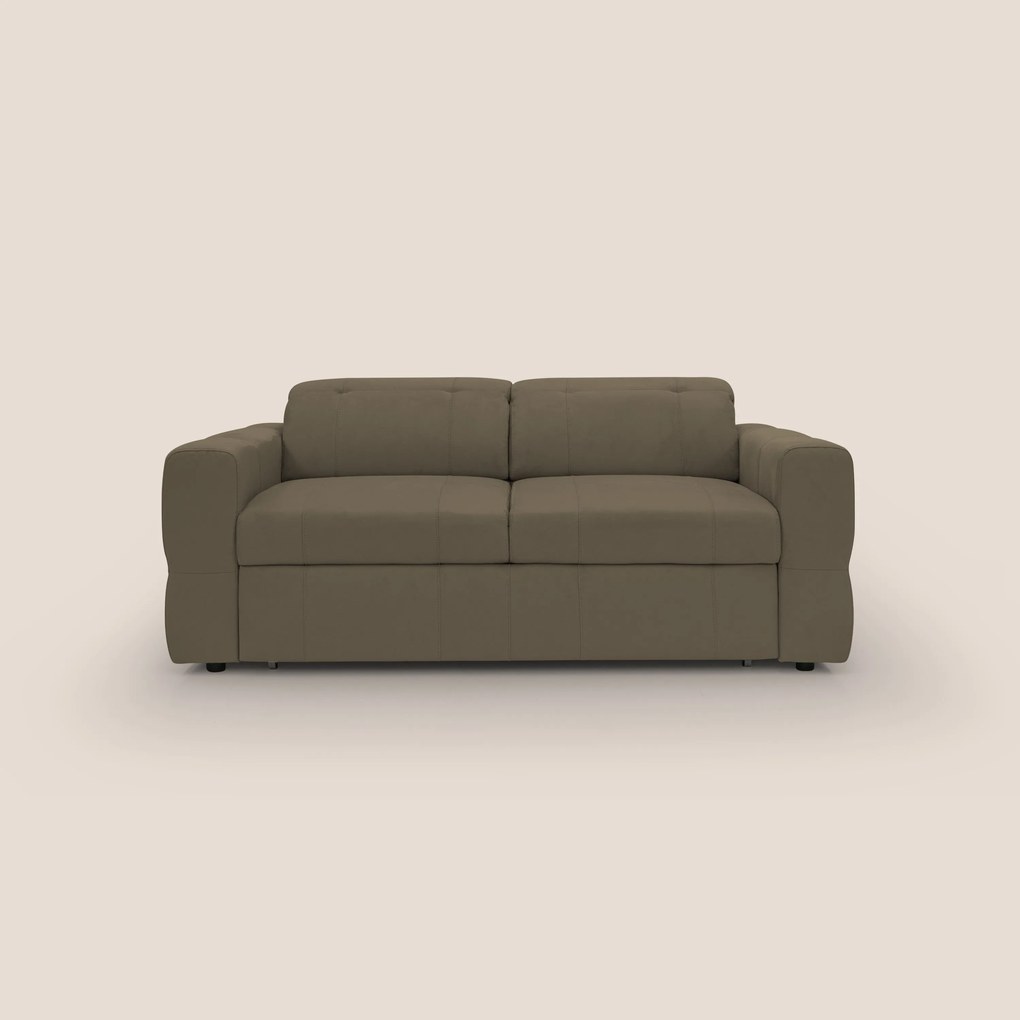 Kronos Divano con pouf estraibile poggiapiedi e poggiatesta reclinabili in morbida microfibra impermeabile T11 marrone