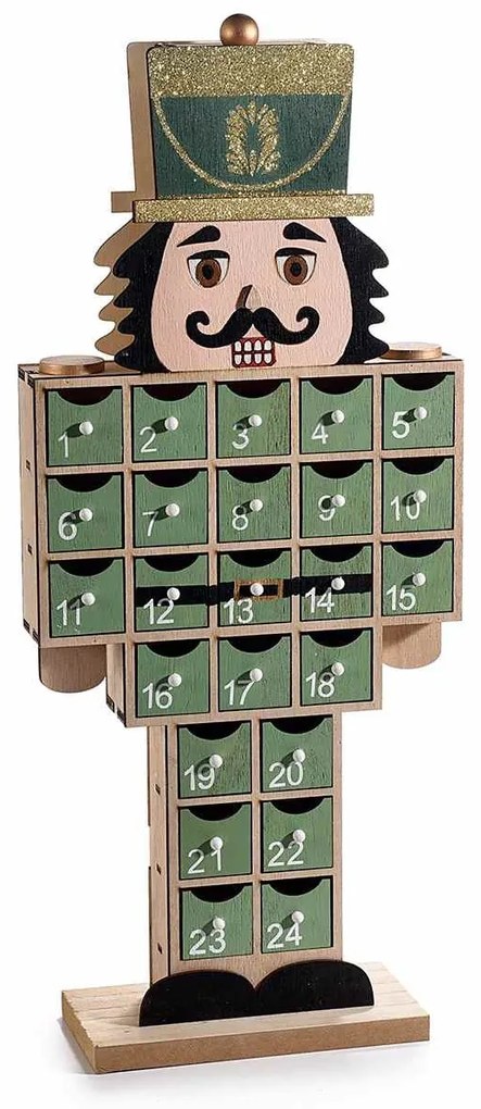 Calendario dell'Avvento in Legno Verde Salvia "Schiaccianoci" con