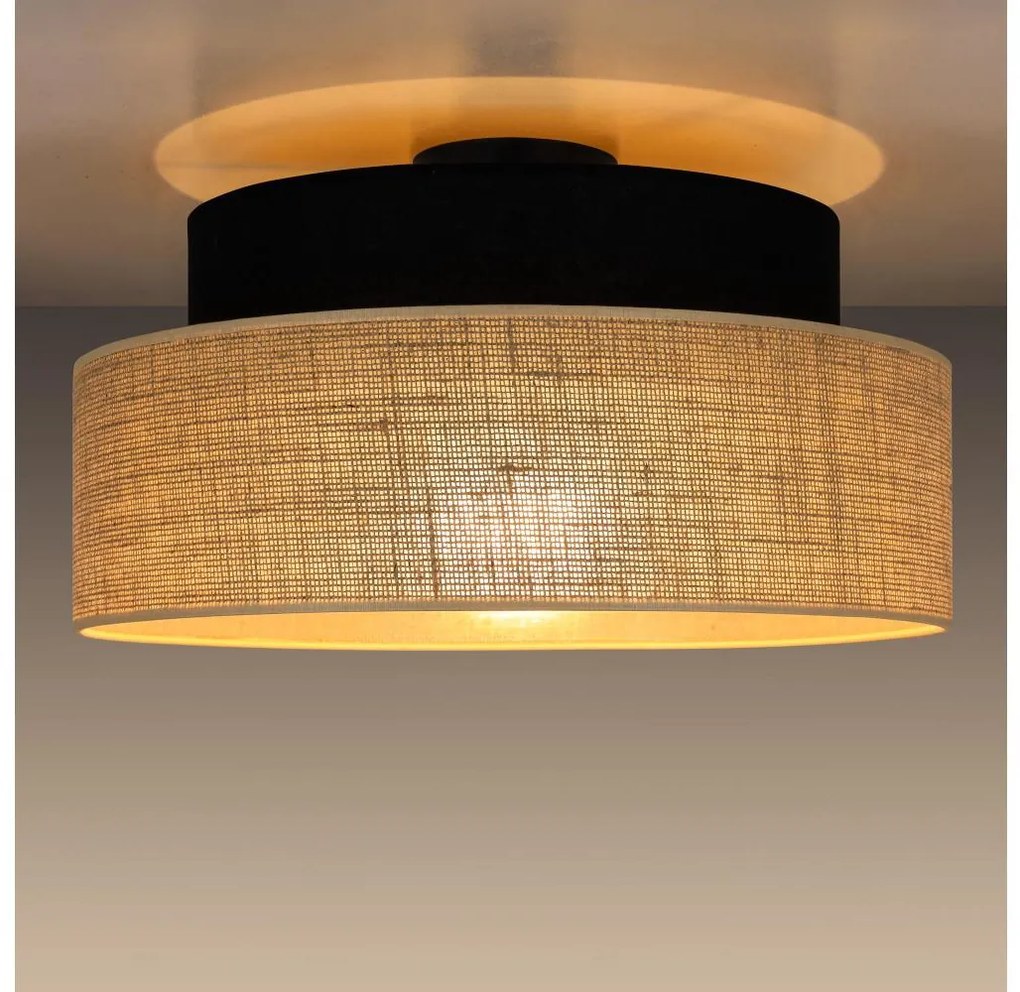 Plafoniera BOHO 1xE27/60W/230V diametro 40 cm nero/beige