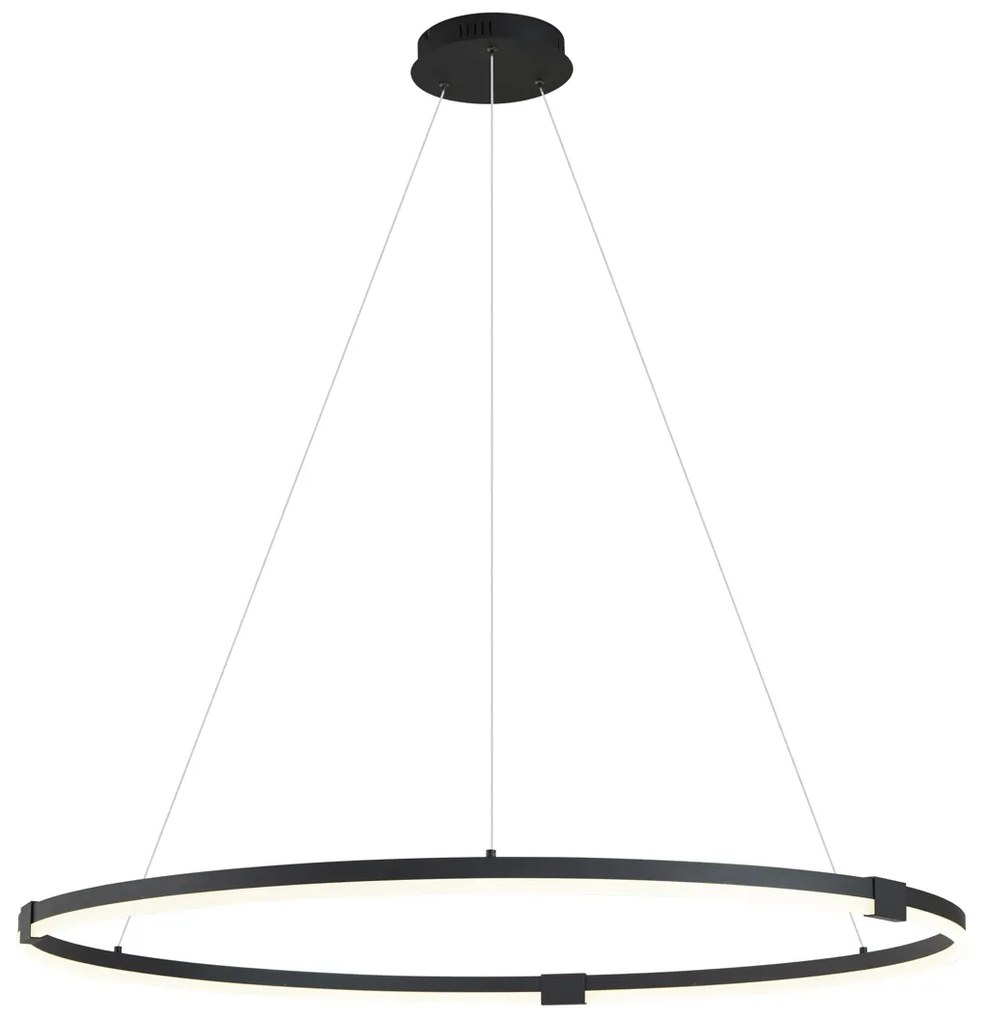 Lampada a sospensione di design nera 120 cm con LED dimmerabile a 3 livelli - Anello