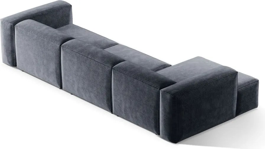 Divano angolare blu polveroso (con penisola a sinistra/con chaise lounge) con rivestimento in velluto a coste Bergamo – Cosmopolitan Design