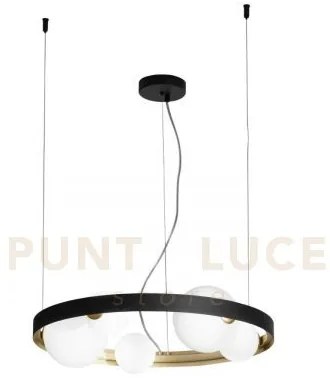 Lampadario a sospensione sonetto nera e oro 5 luci attacco g9 55x12...