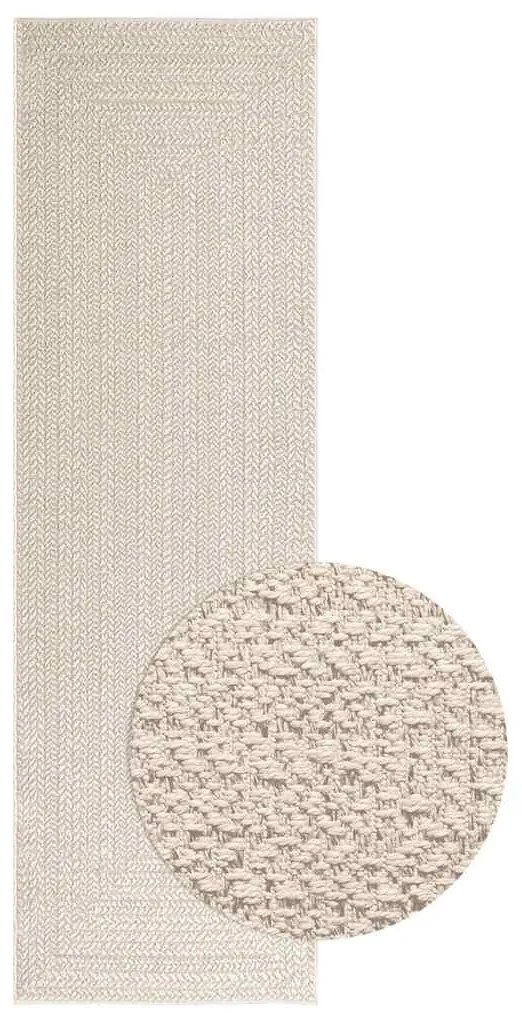 Tappeto Zızur Crema 80x250 Cm Aspetto Iuta Interni Ed Esterni /