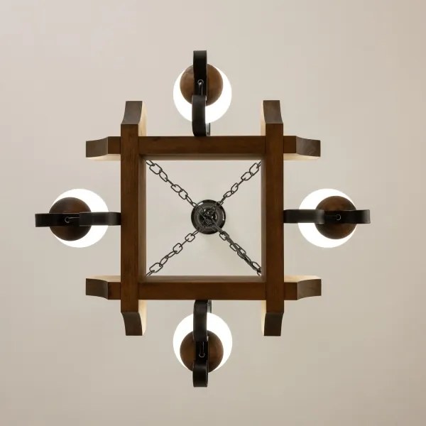 Brilagi - Lampadario a sospensione con catena QUEEN 4xE14/40W/230V faggio