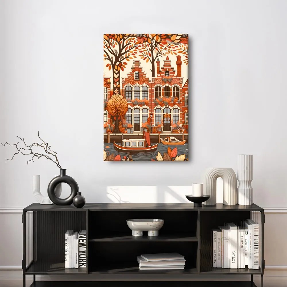 Quadro su tela – Case olandesi in autunno