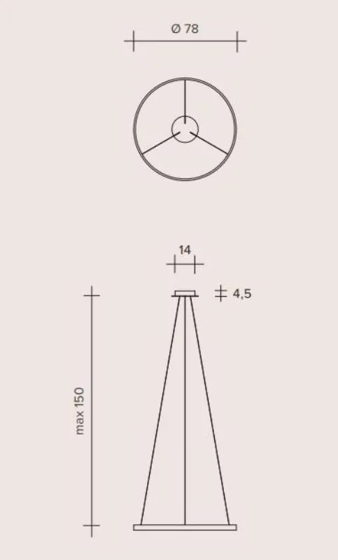 ANELLO Sforzin illuminazione Sospensione Ø78cm Rame opaco Dimmer 3000K