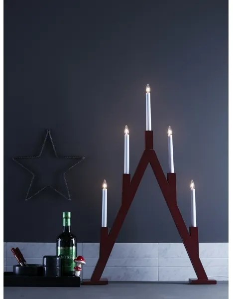 Markslöjd 703836 - Candelabro natalizio BJURFORS 5xE10/3W/55V rosso
